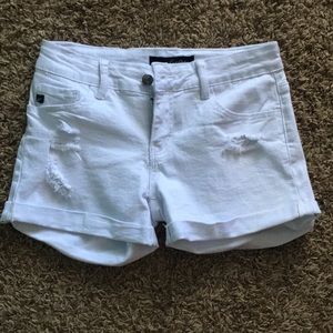 Kancan White denim distressed shorts